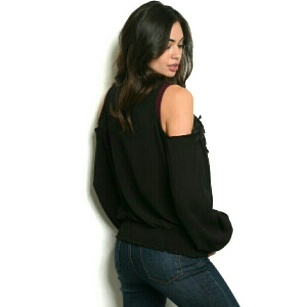 NEW 》🖤 RARE Cold Shoulder Jacket Blouse - Picture 3 of 6